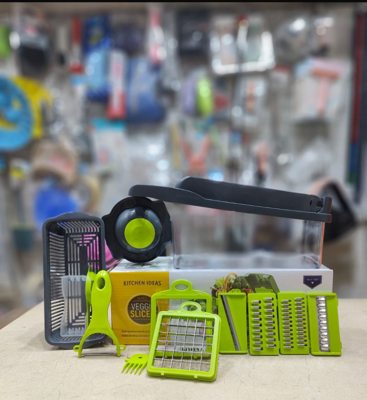 16-in-1 Vegetable Chopper โ Multifunctional Dicer & Slicer with Container