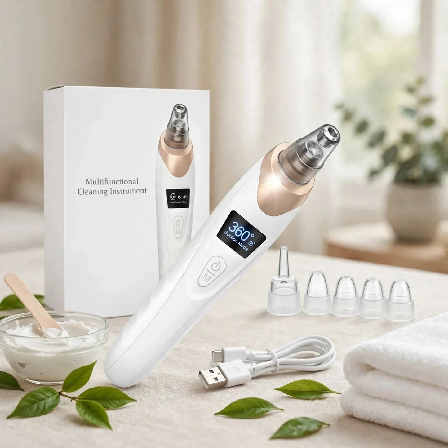 Electric Blackhead Remover ā Vacuum Pore Cleaner with 5 Heads