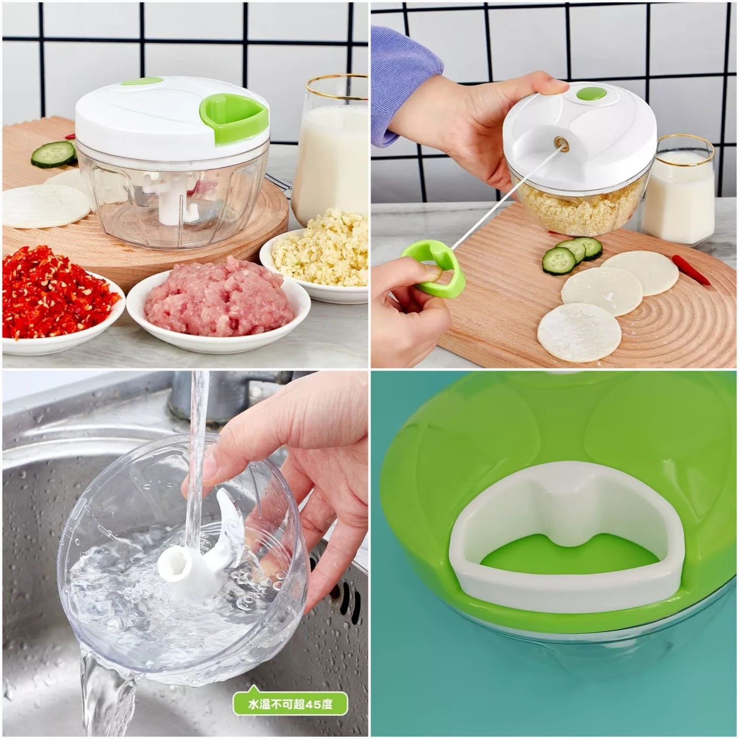 Manual Pull String Food Chopper – Vegetable, Fruit, Onion & Garlic Cutter