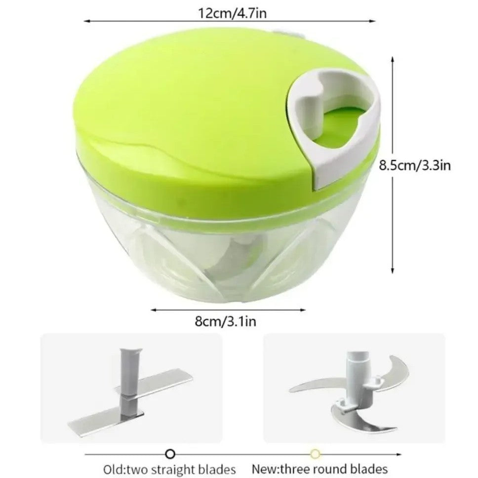 Manual Pull String Food Chopper – Vegetable, Fruit, Onion & Garlic Cutter