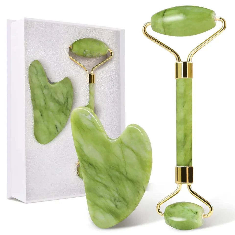 Jade Roller & Gua Sha Stone – Facial Massage & Skincare Tool