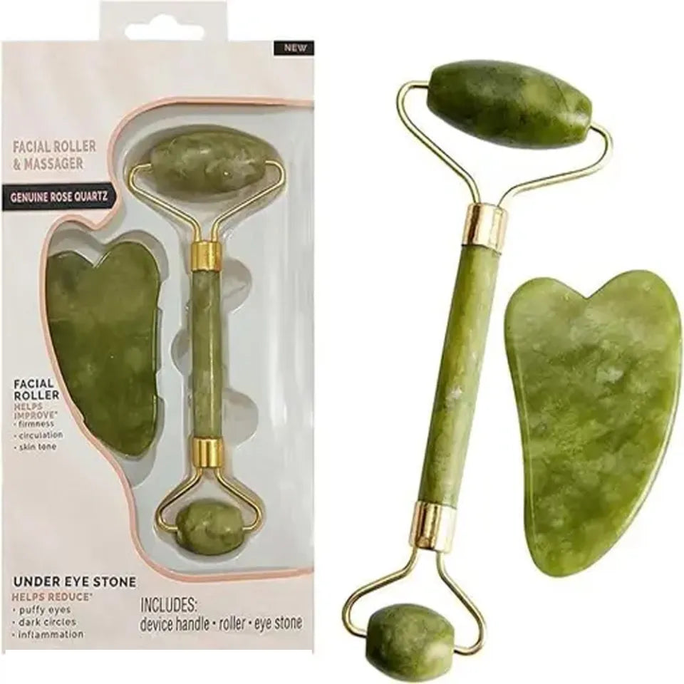 Jade Roller & Gua Sha Stone – Facial Massage & Skincare Tool