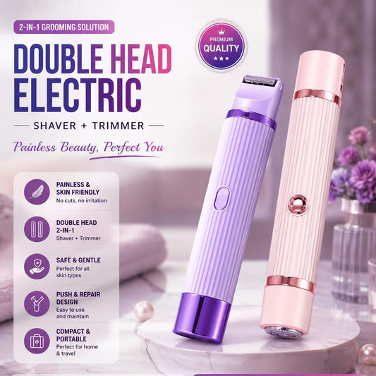 2-in-1 Electric Shaver for Women – Waterproof Bikini & Body Trimmer