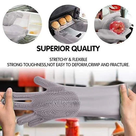 Silicone Cleaning Gloves – Reusable Dishwashing & Scrubber Gloves