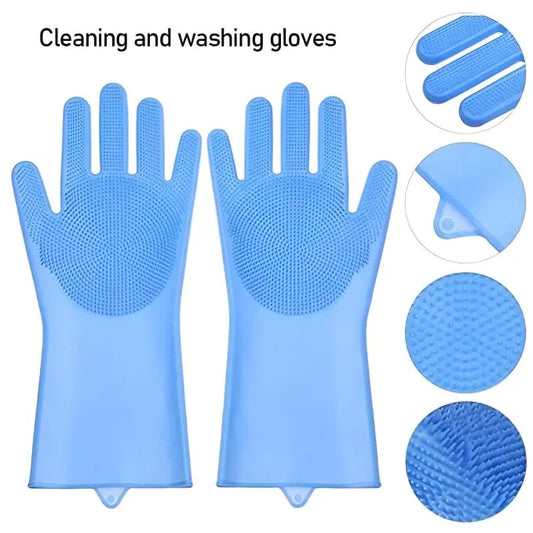 Silicone Cleaning Gloves – Reusable Dishwashing & Scrubber Gloves