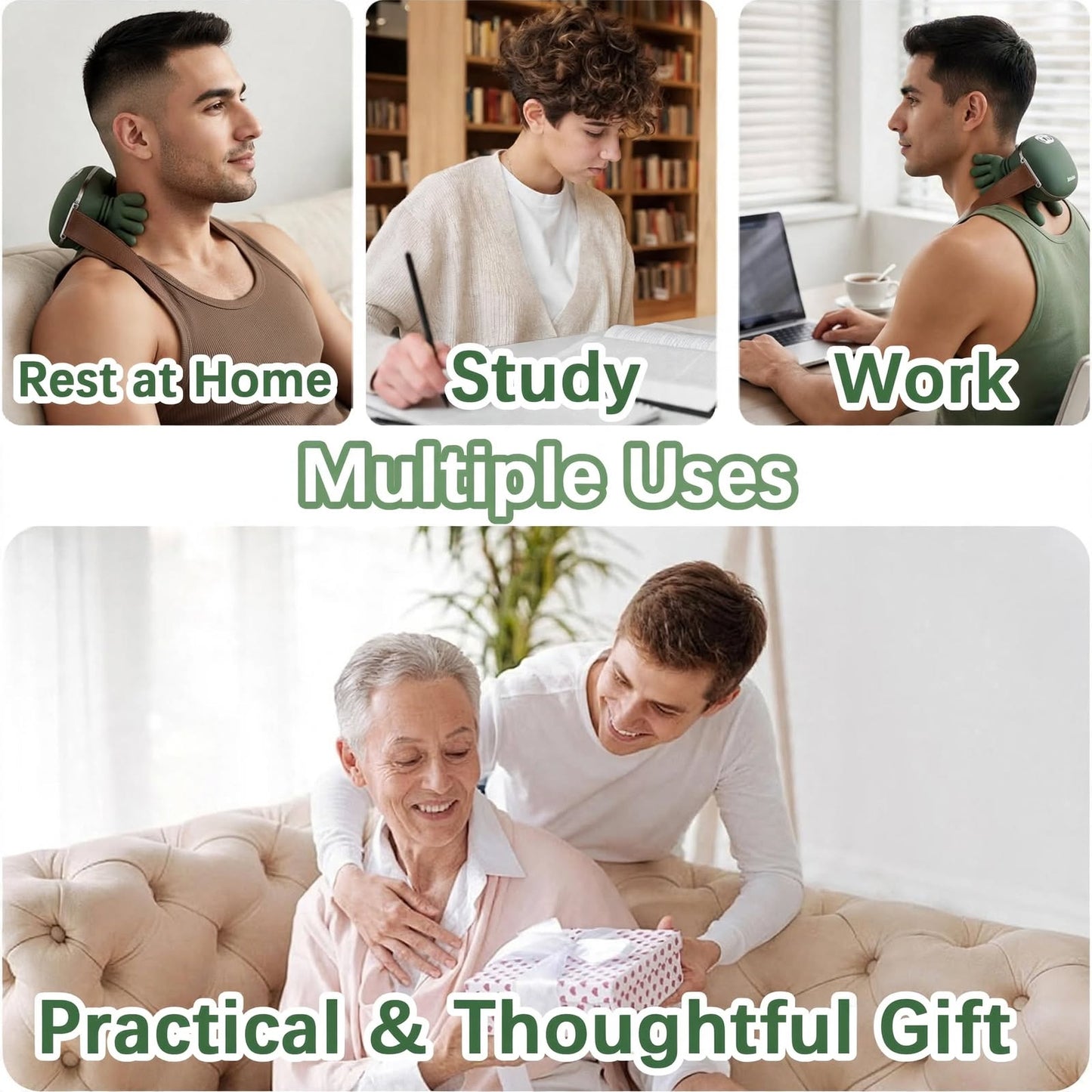 Electric Neck Massager with Heat – Deep Kneading Neck, Shoulder & Back Massager