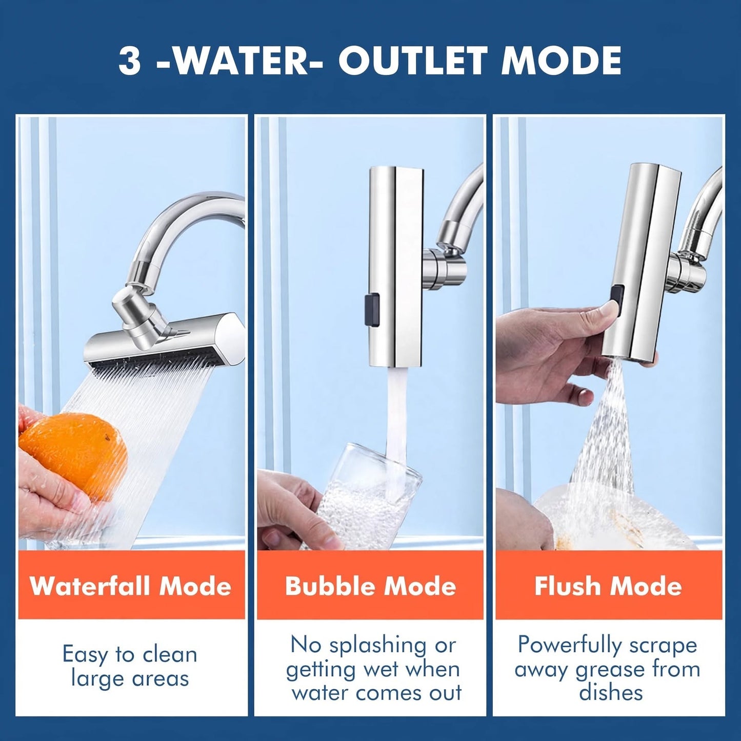 Multifunctional Kitchen Faucet Extender – 4-Mode Waterfall Sprayer